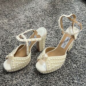 Jimmy Choo pearl platform heels never worn